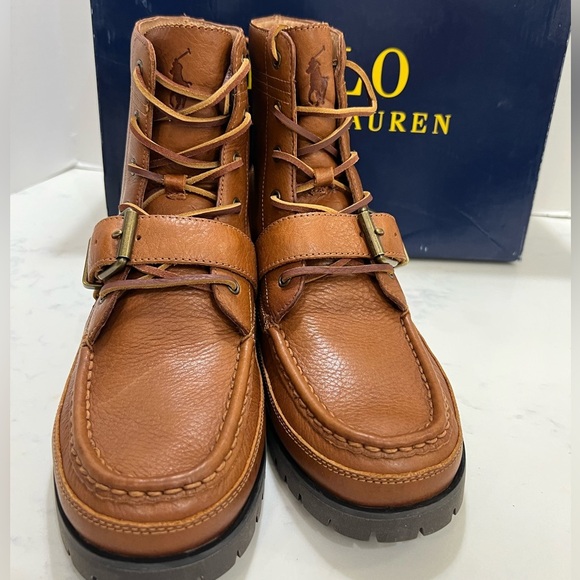 Polo by Ralph Lauren Tan Moc-Toe Boots Durable Sole - Picture 8 of 14